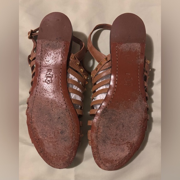 Tory Burch Brown Gladiator Sandals With Gold Studs - Picture 9 of 9